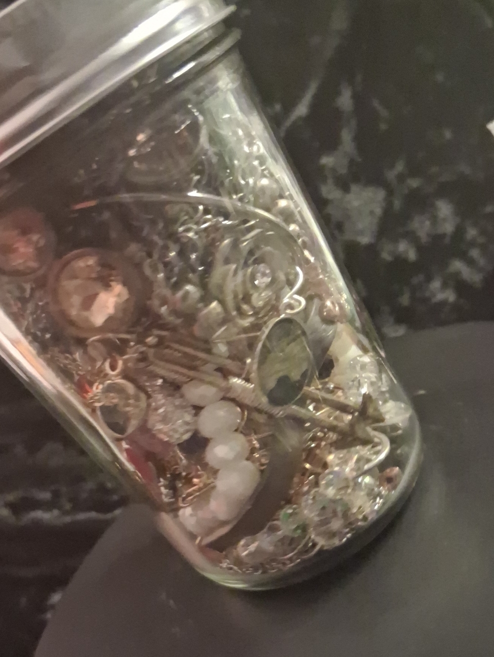 Mixed Jewelrymodern To Vintage Lot in Gold and Silver Jewelry Jar.